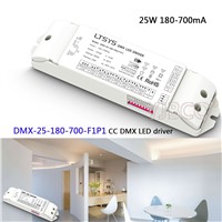 DMX-25-180-700-F1P1;25W/180mA-700mA CC intelligent DMX dimming led Driver;100-240VAC DMX512/RDM PUSH DIM input;180mA-700mA*1CH