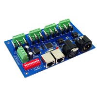 12CH DMX 512 Controller, decoder ,4 groups RGB output ,with(XLR,RJ45) ,each CH Max 3A,For LED strip light,module 12-24V