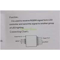 LED RGBW Amplifier DC12/ 24V 24A 4 Channel Output RGBW LED Strip Power Repeater Console Controller #423