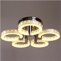 Modern Stainless Steel Acrylic Chandeliers Brief Living Room Lamps Led Circle Chandelier Lighting Fixture 90~260v WCL002
