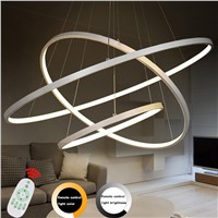 Modern Led Chandelier Ring Lustre Lighting With Remote Control Aluminum Lamps For Dinning Room Bedroom Restaurant Avize Fixtures