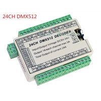 24CH 24 channel Easy DMX Dmx512 Decoder,Controller,Driver,DC5V-24V 8 groups output for LED strip light,RGB node,led module