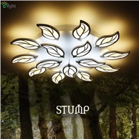 Modern Metal Leaf Led Ceiling Chandeliers Lamp Lustre Acrylic Bedroom Dimmable Led Chandelier Lighting Foyer Luminaria Fixtures