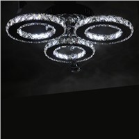 New LED Three rings Ring Chandeliers Chrome color Stainless Steel Room Hanging Lamp LED Chandelier Lustres Living room lamps