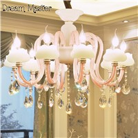 European style luxury crystal chandelier restaurant candle light children&amp;amp;#39;s bedroom Romantic Princess Room PINK CHANDELIER