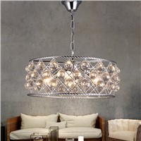 modern round crystal chandelier metal iron coffee shop bar dining room restaurant hanging lighting