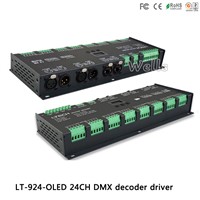 LTECH led controller LT-924-OLED;24CH CV DMX Decoder;with signal amplifier function;DC12-24V input;3A*24CH output