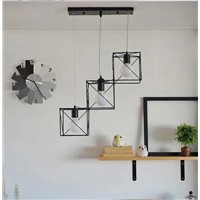 American country simple modern square Iron Chandelier creative personality decorative light coffee bar dining room lamp ZL280