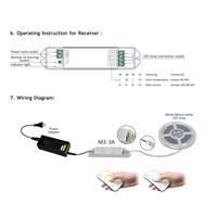 M3-3A DC12V/24V Color Temperature Adjustable Dimmer Mini Controller + M5 RF Wireless Remote for 5050 3528 Dual White LED Strips