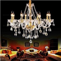 Gold Crystal Chandelier Luminaire Led lustre para sala For Hotel Kitchen Bedroom Living room Crystal pendants for chandeliers