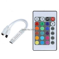 DC12V 6A 3 channels Mini Slim Inline RGB LED Controller with 24Key IR Wieless Remote for 5050&amp;amp;amp;3528 RGB LED Striplight