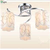 Modern Simple Living Room White Flower Frosted Glass Dimmable Led Chandelier Lustre De Cristal Ceiling Chandelier For Bedroom