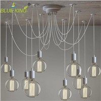 White Nordic Retro Adjustable Edison Bulb Art  iron Lamp Fixture modern spider chandeliers for living room restaurants shop