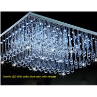 Modern LED crystal rectangle remote control chandelier dining-room bedroom 60*40cm*25cm creative crystal lamp  energy-saving