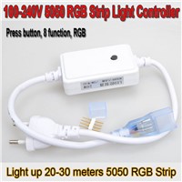 High Power 750W 8 function RGB controller for 220V SMD5050 LED Strip Light Colorful EU USA Standard Plug