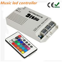 12V RGB LED Music Controller with 24-key IR Remote Sound-activated 3 Channels Output for RGB Products and RGB LED Strip Lights