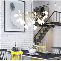 Nordic Modern Cherry Blossoms LED Chandelier Light Firefly Glass Gold Iron Branches Atmosphere hanging Lighting AC 110-240V