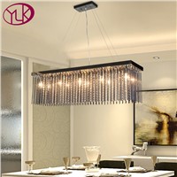 Rectangle Black Crystal Chandelier For Dining Room Luxury Crystal Lamps Bar Coffee Hanging Lighting Fixture LED Cristal Lustre