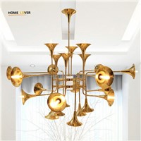 Modern led chandelier ligthing for Kitchen Living room Wedding Light Fixtures Gold Color Nordic horn lustre para sala lamp
