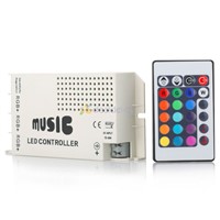 DC12V 5A Music Audio Sound 3 Ports RGB LED Controller With 24Key IR Remote for RGB Strip Light Freeshipping