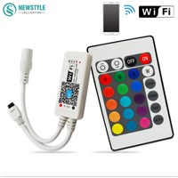 Mini Wifi led RGBW Controller + IR 24Key Remote controller for RGBW LED Strip by Smartphone IOS /Android