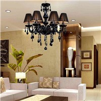 led e14 European Black Crystal Chandelier LED Light LED Lamp For Foyer Bedroom Dinning Room Lounge Area Hotel Villa