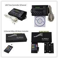 3 Channel DC12V-24V 6A*3 20Key LED Music Controller with Remote,LED Time Dimmer RGB Controller 5Channel for led strip bar light