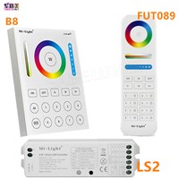 Mi Light 2.4G wireless 8 Zone RF dimmer FUT089 remote B8 Touch Panel Wall-mounted rgbww LS2 5 in 1 led controller for RGB+CCT