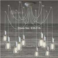 North europe modern 6-10 arms Retro Adjustable Edison Bulb DIY E27 Art Spider Lamp luminaire Fixture White Lustre chandeliers