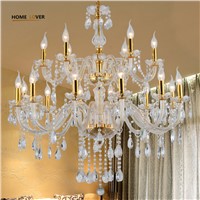 European Gold crystal Large chandelier 15/18/12 Arm Luxury Modern Chandelier Lighting fashion Luxury Gold transparent K9 Crystal