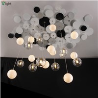 Nordic Creative LED Pendant Chandelier Lighting Lustre Glass Metal Bedroom G4 Led Chandeliers Lamp Clear Ball Led Hanging Light