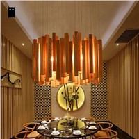 Oak Wood Droplight Chandelier Cord Fixture Nordic Japan Hanging Ceiling Lamp Lustre Luminaire Design Home Lighting Dining Room