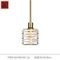 Modern Vintage Plating Iron Pendant Light Bar Cafe Bedroom Restaurant American Country Style Bright Crystal Hanging Lamp