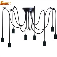 HGhomeart Luminarias Nordic Retro Chandeliers Vintage Loft Antique Adjustable Edison Bulb DIY E27 Spider Lamp Luminaire Fixture