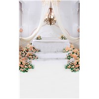 Laeacco Romantic Flowers Stages Curtain Chandelier Bedroom Photography Backgrounds Vinyl Customizable Backdrops For Photo Studio