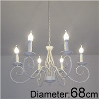 For foyer dinning room Modern vintage E14 6 arms classical Iron candle light white chandelier