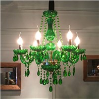 Modern led chandelierfor dining room Bedroom Kitchen light Fixtures lustre de cristal teto Green Color glass chandelier