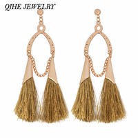 QIHE JEWELRY Earring Long tassel colorful silk gipsy fringe earrings Tassel jewelry Bohemian chandeliers 12 color for choose