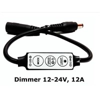 100pcs/lot  Mini LED dimmer12V-24V/12A 3 keys black, LED controller switch for single color LED strip light brightness adjust