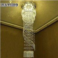 Modern Large Crystal Chandelier Lighting for Hotel Hallway Stairwell Long Stair Light led Hanging Ceiling Lmap Living Room Lamp