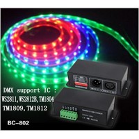 LED DMX DECODER DMX512 Decoder LED Controller for WS2811,WS2812B,TM1804,TM1809,TM1812 led pixel strips,DC5V-24V ,BC-802-1809
