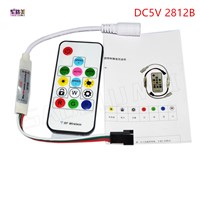 SP103E DC5V  WS2812B DC12V 2811 WS2801Mini Digital RGB LED Strip Controller 14Key RF Wireless Remote 2048Pixels LED Pixel Strip