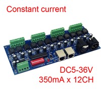 DC5V-36V 350MA*12CH constant current 12channel RJ45 DMX512 XRL 3P controller led decoder,dimmer for RGB led strip lights lamp