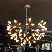 Nordic Modern Cherry Blossoms LED Chandelier Light Firefly Ceiling Lamp Fixtures Iron Branches Atmosphere Lighting AC 110-240V