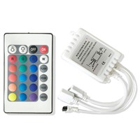 Hot 24 Keys IR Remote control Dual Connectors RGB Controller DC12V 2 Ports For 3528 5050 RGB LED Strip Lights