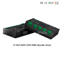 12 channel DMX decoder driver;LT-912-OLED;DC12-24V 4A*12CH 12 Channel output RGB/RGBW Led DMX Decoder Controller XLR-3/RJ45