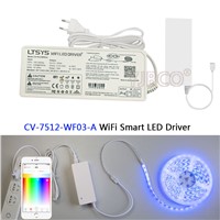LTECH Smart RGB WiFi LED Driver;CV-7512-WF03-A;AC100-240V input; 12V/75W output Compatible with EX3 panel controller,F3 remote