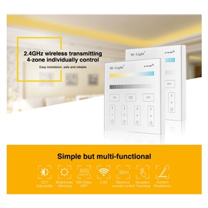 Milight T2 AC220V 4-Zone CCT Adjust Smart Panel Remote Controller color temperature and brightness for led strip light lamp bulb