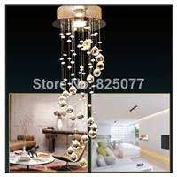 Modern Clear Waterford Spiral Sphere LED Lustre Crystal Chandelier Ceiling Lamp Home Decor Suspension Pendant Lamp Fixture CP41