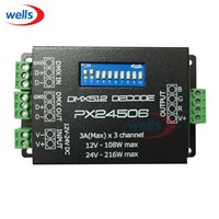 Newest  PX24506 led controller led DMX 512 Decoder Driver 9A DMX 512 Amplifier for RGB LED strip Light 12V 24V